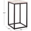 image:imageSAFAVIEH Couture Collection  Macklyn Square Light Brown Marble Top Accent Table Black Metal Frame Design Fully Assembled SFV5768ALight BrownBlack
