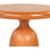 image:imageSAFAVIEH Couture Collection  Oskar Brown Concrete Accent Table Round Modern Side Table Sculptural Ribbed Design SFV2604ABrown