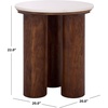 image:imageSAFAVIEH Couture Collection  Sonia Clara Walnut Brown Accent Table Round Side Table Sculptural Base with White Marble Top SFV5787AWalnutWhite