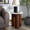 image:imageSAFAVIEH Couture Collection  Sonia Clara Walnut Brown Accent Table Round Side Table Sculptural Base with White Marble Top SFV5787AWalnutWhite