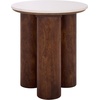 image:imageSAFAVIEH Couture Collection  Sonia Clara Walnut Brown Accent Table Round Side Table Sculptural Base with White Marble Top SFV5787AWalnutWhite