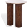 image:imageSAFAVIEH Couture Collection  Sonia Clara Walnut Brown Accent Table Round Side Table Sculptural Base with White Marble Top SFV5787AWalnutWhite