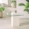 image:imageSAFAVIEH Couture Collection  Sophibeth Ivory Concrete and Glass Accent Table Contemporary Modern Side Table Sculptural Display Design SFV2610AIvoryClear