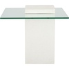 image:imageSAFAVIEH Couture Collection  Sophibeth Ivory Concrete and Glass Accent Table Contemporary Modern Side Table Sculptural Display Design SFV2610AIvoryClear