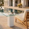 image:imageSAFAVIEH Couture Collection  Sophibeth Ivory Concrete and Glass Accent Table Contemporary Modern Side Table Sculptural Display Design SFV2610AIvoryClear