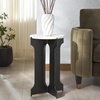 image:imageSAFAVIEH Couture Collection  Tayanna Black Iron amp Marble Accent Table Modern Side Table Minimalist Round Top Design Fully Assembled SFV9546ABlackWhite