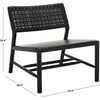 image:imageSAFAVIEH Couture Collection  Valdina Tan amp Natural Woven Leather Accent Chair Low Profile Design Solid Wood Frame Fully Assembled SFV1904DBlackBlack