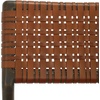 image:imageSAFAVIEH Couture Collection  Valdina Tan amp Natural Woven Leather Accent Chair Low Profile Design Solid Wood Frame Fully Assembled SFV1904DBrownWalnut