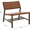image:imageSAFAVIEH Couture Collection  Valdina Tan amp Natural Woven Leather Accent Chair Low Profile Design Solid Wood Frame Fully Assembled SFV1904DBrownWalnut