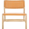 image:imageSAFAVIEH Couture Collection  Valdina Tan amp Natural Woven Leather Accent Chair Low Profile Design Solid Wood Frame Fully Assembled SFV1904DTanNatural