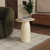 image:imageSAFAVIEH Couture Collection  Veronica Wood amp Lacquer Accent Table Modern Organic Style Sculptural Pedestal Design SFV5787ANaturalWhite