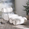 image:imageSAFAVIEH Couture Collection Bethann White CorduroySilver Metal Frame Accent Chair Fully Assembled