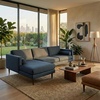 image:imageSAFAVIEH Couture Collection Dulce MidCentury Dark Blue Left Facing Chaise SofaDark Blue