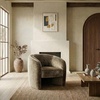 image:imageSAFAVIEH Couture Collection Everly Black Boucle Barrel Back Accent Chair Fully AssembledDark Brown