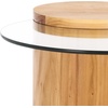 image:imageSAFAVIEH Couture Collection Tasharose Natural Brown Solid Wood Natural amp Clear Glass Top Pedestal Accent TableNaturalClear
