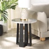 image:imageSAFAVIEH Couture Collection Trenton WhiteNatural Marble Top Accent TableWhiteBlack