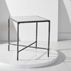 image:imageSAFAVIEH Couture Home Collection Jessa Brass MetalTempered Glass Top Square End Table Fully AssembledBlackWhite