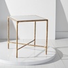 image:imageSAFAVIEH Couture Home Collection Jessa Brass MetalTempered Glass Top Square End Table Fully AssembledWhite  Brass