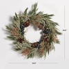 image:imageSAFAVIEH Home Collection 24inch Decorative Artificial Pine Wreath with Pine Cones amp Blueberries Fully AssembledGreenBlue