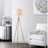 image:imageSAFAVIEH Lighting  Enrica 66Inch Floor Lamp  Brass Gold  Fabric Shade  MidCentury Tripod Leg Design  Ideal for Living Room Bedroom  LED Bulb Included FLL4008A