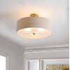 image:imageSAFAVIEH Lighting  Jolana 3Light 198Inch Semi Flush Mount Ceiling Light  White  Contemporary Design  Ideal for Foyer Hallway Entryway Kitchen Bedroom  LED Bulbs Included FLU4069BOatmealGold