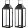 image:imageSAFAVIEH Lighting  Ruane Set of 2 Black Metal amp Clear Glass Outdoor Lanterns  Modern Decorative Candle Lanterns for Patio Porch amp Garden 55 W x 525 D x 175 H PLT4056A