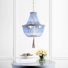 image:imageSAFAVIEH Lighting Collection  Lush Kristi Grey Beaded Boho Farmhouse 3Light Pendant Chandelier with Tassel Adjustable Hanging Ceiling Light LIT4477CBlue