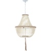 image:imageSAFAVIEH Lighting Collection  Lush Kristi Grey Beaded Boho Farmhouse 3Light Pendant Chandelier with Tassel Adjustable Hanging Ceiling Light LIT4477CCream