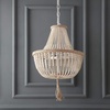 image:imageSAFAVIEH Lighting Collection  Lush Kristi Grey Beaded Boho Farmhouse 3Light Pendant Chandelier with Tassel Adjustable Hanging Ceiling Light LIT4477CCream
