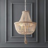 image:imageSAFAVIEH Lighting Collection  Lush Kristi Grey Beaded Boho Farmhouse 3Light Pendant Chandelier with Tassel Adjustable Hanging Ceiling Light LIT4477CCream