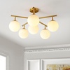 image:imageSAFAVIEH Lighting Collection Briette Retro Gold Orb Flush Mount LED Bulbs IncludedGold