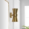 image:imageSAFAVIEH Lighting Collection Bynner Brass Modern Wall Sconce Set of 2 Light Fixture Ideal for Bathroom Entryway Vanity Foyer Hallway Living Room LED Bulbs IncludedBrass
