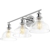 image:imageSAFAVIEH Lighting Collection Calyna BlackClear 3light Wall Sconce Light Fixture Ideal for Bathroom Entryway Vanity Foyer Hallway Living Room LED Bulbs IncludedChrome