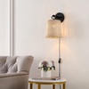image:imageSAFAVIEH Lighting Collection Ciaran Boho Coastal Natural RattanBlack Wall Sconce Set of 2NaturalBlack