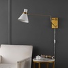 image:imageSAFAVIEH Lighting Collection Cleome BrassWhite Adjustable Arm Wall Sconce Light Fixture Ideal for Bathroom Entryway Vanity Foyer Hallway Living Room LED Bulb IncludedBrassWhite