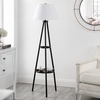 image:imageSAFAVIEH Lighting Collection Dorea Modern Black 63inch Double Tray Table Tripod Floor Lamp LED Bulb Included