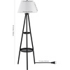 image:imageSAFAVIEH Lighting Collection Dorea Modern Black 63inch Double Tray Table Tripod Floor Lamp LED Bulb Included