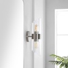 image:imageSAFAVIEH Lighting Collection Eytan Clear GlassBlack Vertical Wall Sconce Set of 2 Light Fixture Ideal for Bathroom Entryway Vanity Foyer Hallway Living Room LED Bulbs IncludedBrushed Nickle