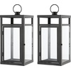image:imageSAFAVIEH Lighting Collection Fraleigh Large BlackClear Glass Decorative Outdoor Lantern Set of 2