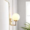 image:imageSAFAVIEH Lighting Collection Ganon Contemporary BrassOpal Orb Wall Sconce Set of 2BrassWhite