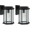 image:imageSAFAVIEH Lighting Collection Hylan Black Outdoor Sconce Set of 2 Light Fixture LED Bulbs Included