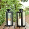image:imageSAFAVIEH Lighting Collection Lorient Large BlackClear Glass Decorative Outdoor Lantern Set of 2