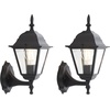 image:imageSAFAVIEH Lighting Collection Rhion Black Outdoor Wall Sconce Set of 2 Light Fixture LED Bulbs Included