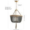 image:imageSAFAVIEH PND4084A Adra Adjustable Bohemian Beaded Brown Rope Tassel 3Light LED Bulbs Included Pendant Brass GoldDark Grey