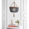 image:imageSAFAVIEH PND4084A Adra Adjustable Bohemian Beaded Brown Rope Tassel 3Light LED Bulbs Included Pendant Brass GoldDark Grey