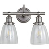 image:imageSAFAVIEH SCN4045A Layton Brush Nickel and Clear 2Light Bathroom LED Bulbs Included Sconce