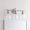 image:imageSAFAVIEH SCN4046A Dunes Brush Nickel and Clear 3Light Bathroom LED Bulbs Included Sconce