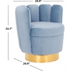 image:imageSafavieh Couture Home Arrow Glam Light Blue Velvet Scallop Tufted Swivel ChairLight Blue