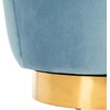 image:imageSafavieh Couture Home Arrow Glam Light Blue Velvet Scallop Tufted Swivel ChairLight Blue