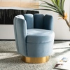 image:imageSafavieh Couture Home Arrow Glam Light Blue Velvet Scallop Tufted Swivel ChairLight Blue